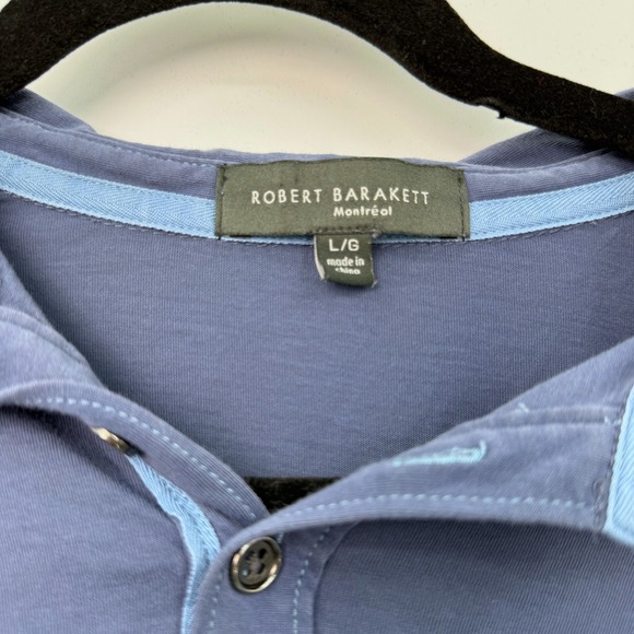 Robert Barakett Pima Cotton Polo Shirt Mens L Blue Preppy AcademiaMinimalist - Picture 3 of 8